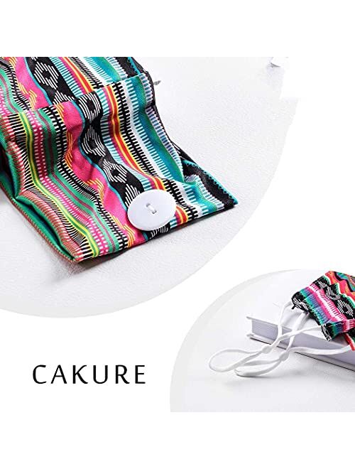 CAKURE Boho Headbands with Buttons WideTurban Headband Mask Set African Head Wraps Hair Accessories for Women and Girls Pack of 2