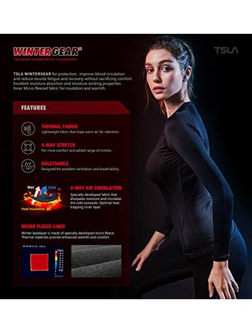 TSLA 1 or 2 Pack Women's Thermal Yoga Pants, Fleece Lined Compression Workout Leggings, Winter Athletic Running Tights