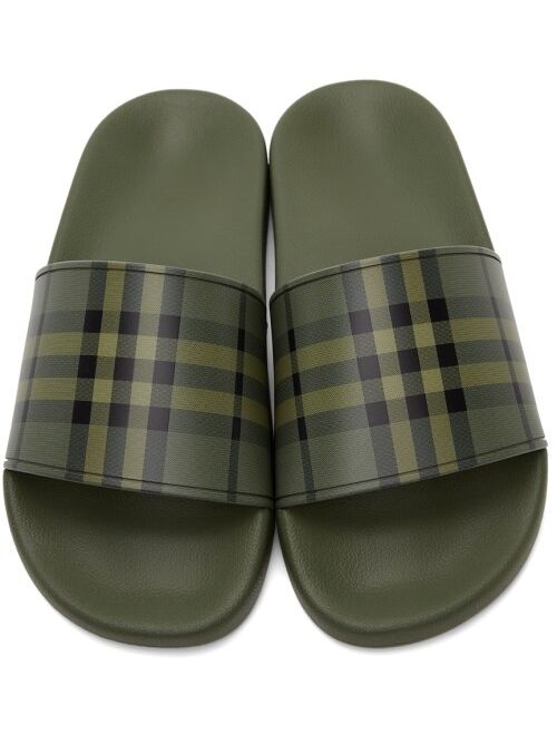 Burberry Green Check Furley Slides