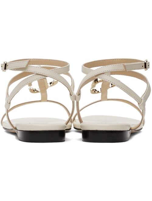 Jimmy Choo White Alodie Flat Sandals