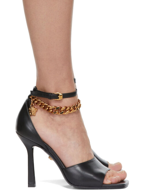Versace Black Medusa Chain Heeled Sandals