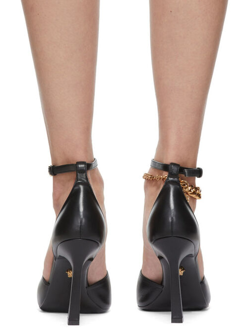 Versace Black Medusa Chain Heeled Sandals