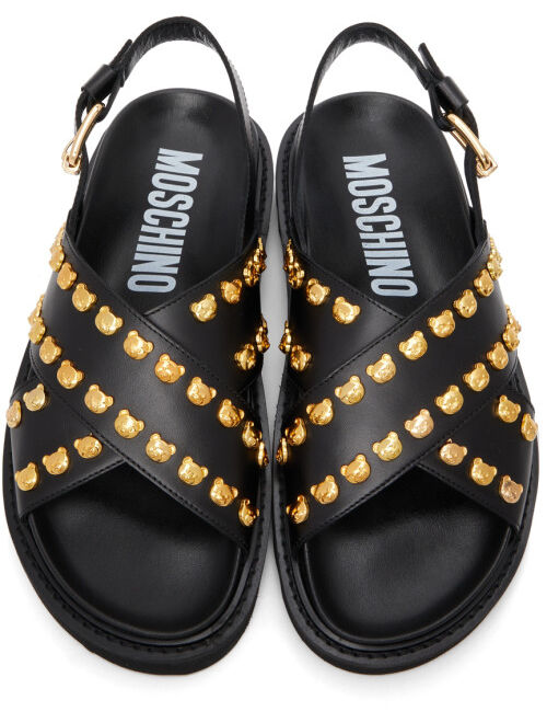 Moschino Black Teddy Studs Sandals