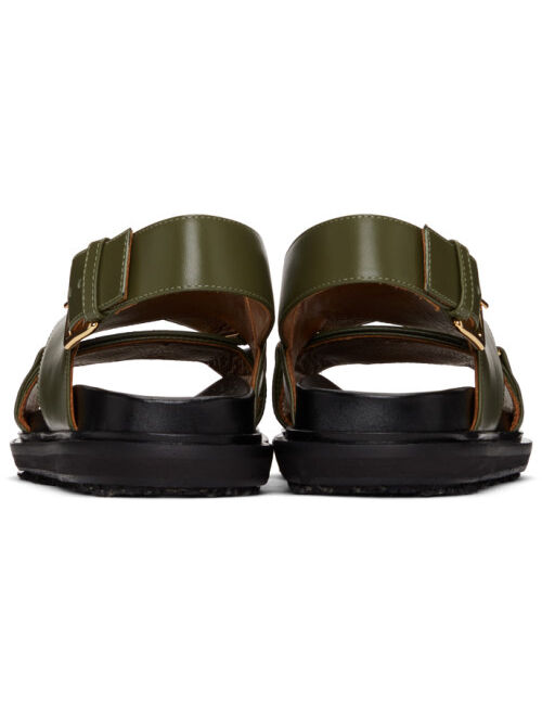 Marni Black & Khaki Fussbett Sandals