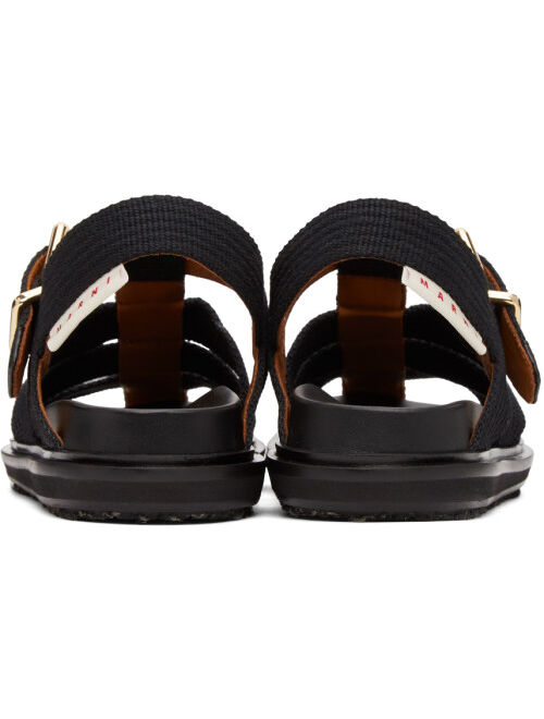 Marni Black Canvas Fussbett Sandals