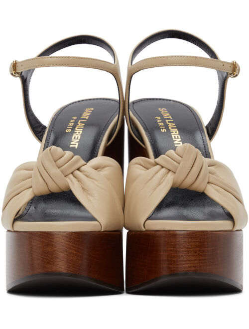 Beige Leather Bianca Heeled Sandals