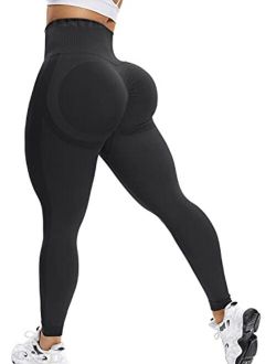 JANVUR Seamless Scrunch Butt Lifting Leggings for Women Booty High Waist Butt Contour Leggings Workout Gym Yoga Pants