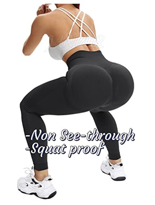 JANVUR Seamless Scrunch Butt Lifting Leggings for Women Booty High Waist Butt Contour Leggings Workout Gym Yoga Pants