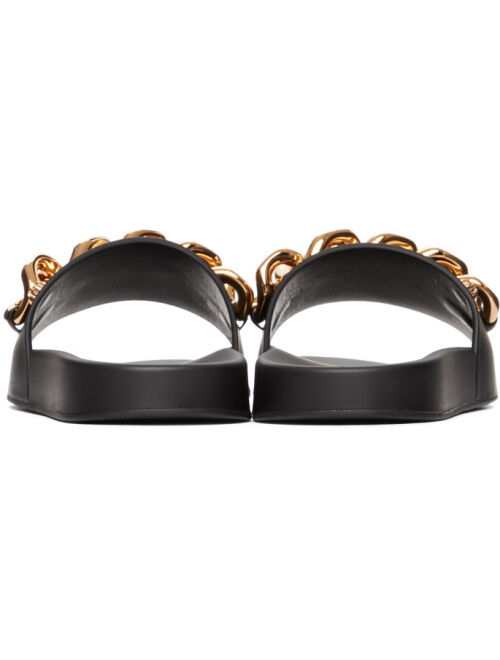 Versace Black Leather Medusa Chain Sandals