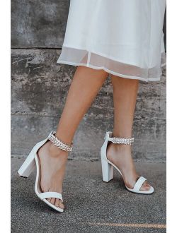 Mylan White Ankle Strap Heels