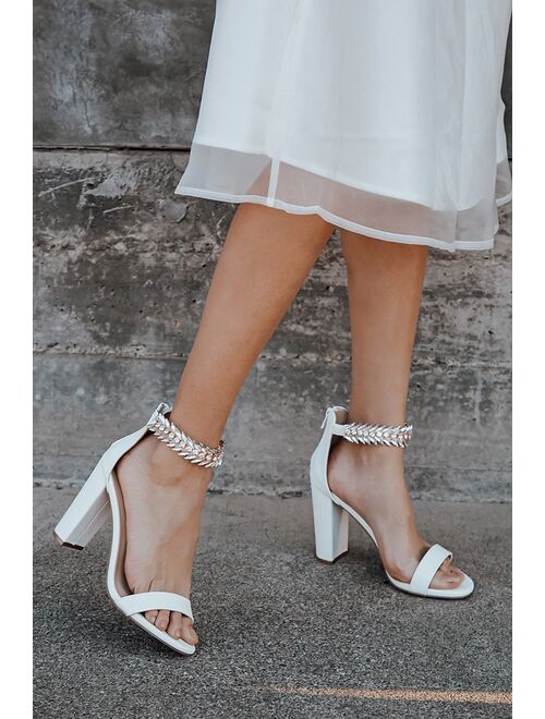 Lulus Mylan White Ankle Strap Heels