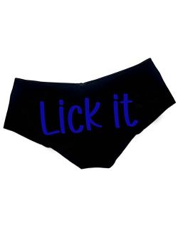 Lick it Funny Women Fetish Underwear Black Hipster Panties Slut