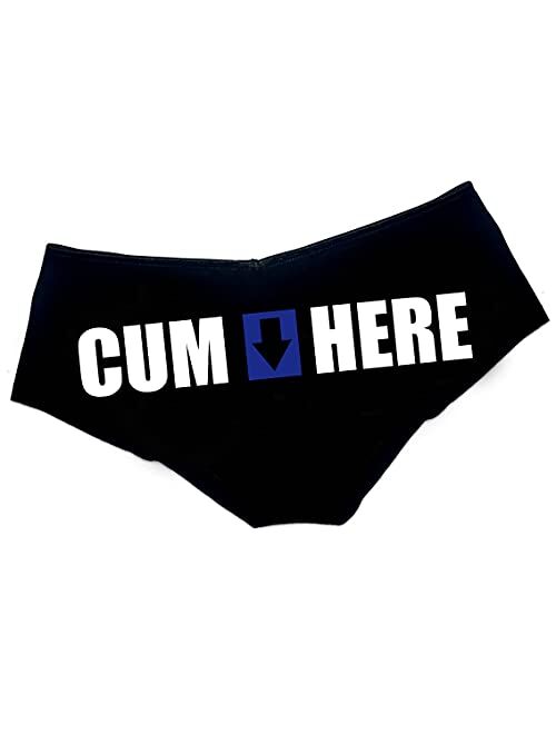 CUM HERE Funny Women Underwear Black Hipster Panties
