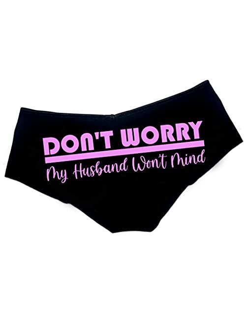 DON'T WORRY My Husband Won't Mind Funny Women Underwear Black Hipster Panties