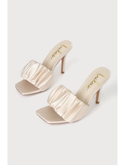 Lulus Reecey Ivory Satin High Heel Sandals