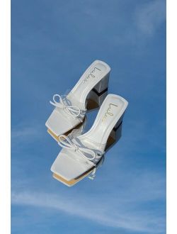 Yaez White Vinyl High Heel Sandals