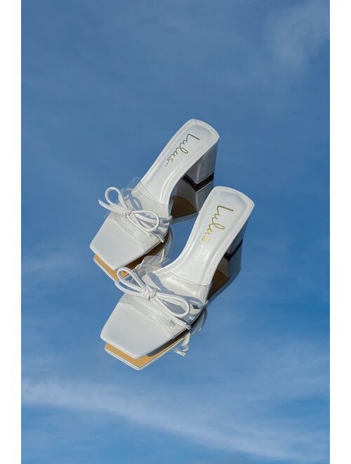 Lulus Yaez White Vinyl High Heel Sandals
