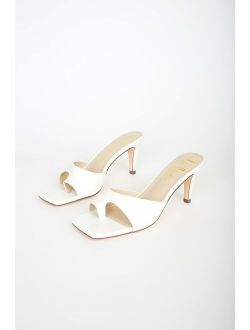Janey White Square-Toe High Heel Sandals