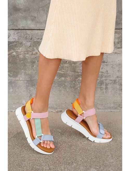 Lulus Dirty Laundry Qwest White Multi Strappy Platform Sandals
