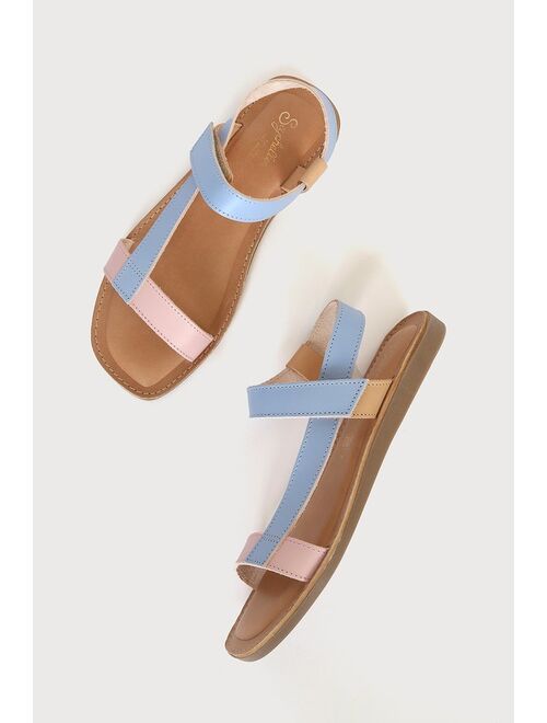 Lulus Seychelles Intricate Pastel Multi Leather Strappy Sandals