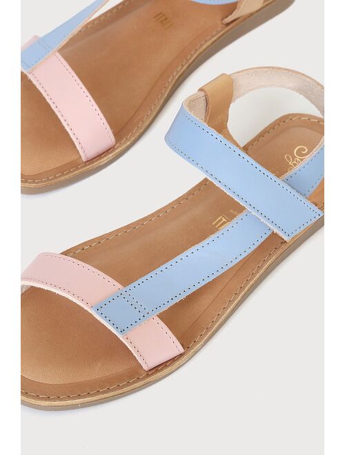 Lulus Seychelles Intricate Pastel Multi Leather Strappy Sandals