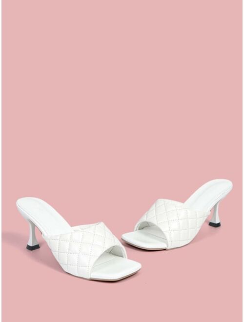 Shein Quilted Wide Fit Heeled Mules