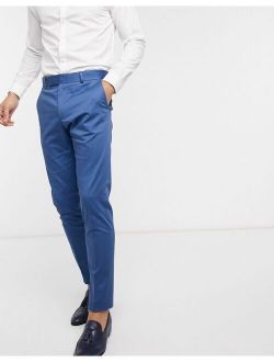 wedding skinny suit pants in blue stretch cotton