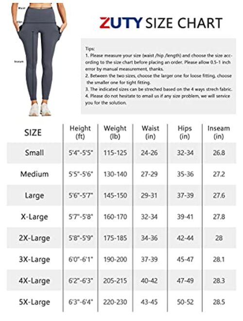 ZUTY Fleece Lined Leggings Women Water Resistant Winter Thermal High Waisted Tights Hiking Leggings with Pockets Plus Size