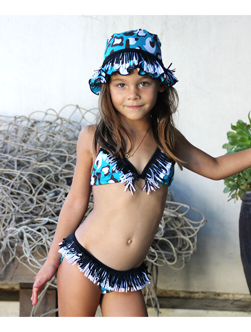 Azul Blue & Black Yubba Dubba Doo Bikini Set - Girls