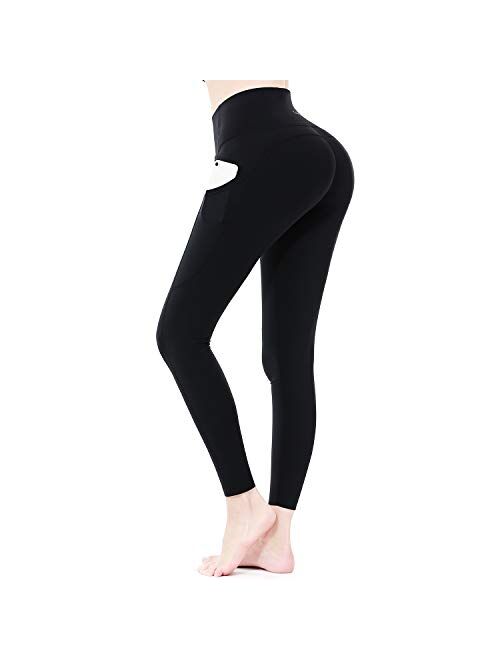 Sportneer Women Yoga Pants Tummy Control Leggings Workout Leggings for Butt Lifting High Waist Leggings Black