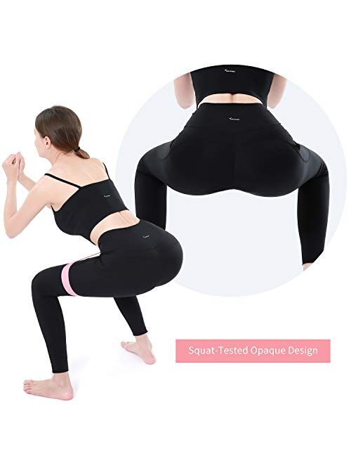 Sportneer Women Yoga Pants Tummy Control Leggings Workout Leggings for Butt Lifting High Waist Leggings Black