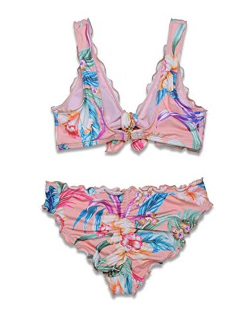 Hobie Girls' Big Bralette Top and Hipster Bikini Bottom Swimsuit Set