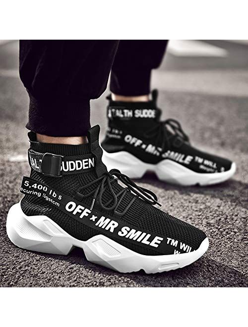 YOHI Men's Running Shoes Blade Fashion Sneakers Breathable Casual Walking Shoes High Top Sneakers for Men