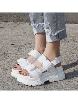 LazySeal Summer Women Sandals Buckle Design Black White Platform Sandals Comfortable Women Thick Sole Beach Shoes 393M