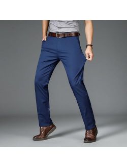 Spring and Summer Men's Thin Royal Blue Casual Pants 4 Colors Cotton Business Fashion Stretch Straight Trousers Male Brand,7119B