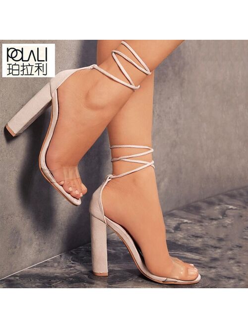 POLALI shoes Women Summer Shoes T-stage Fashion Dancing High Heel Sandals Sexy Stiletto Party Wedding Shoes White Black 2258W