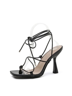 2021 Summer White Black Woman Sandals Fashion Cross-Tied High Heels Shoes Sexy Lace Up Party Pumps shoes Size 35-43