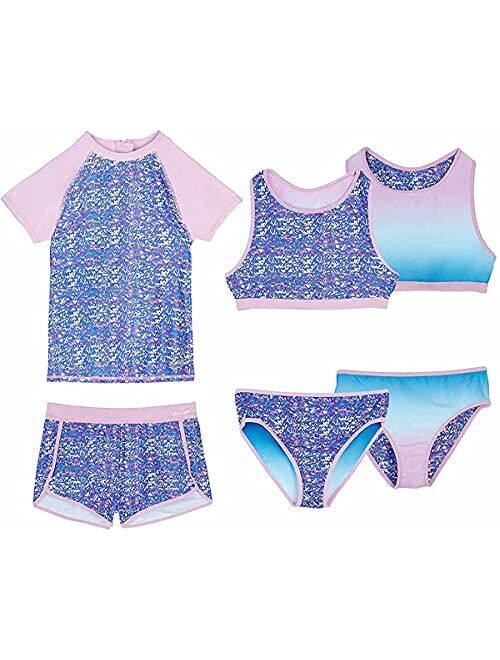 Eddie Bauer Girls 4 Piece Reversible Swimsuit Set