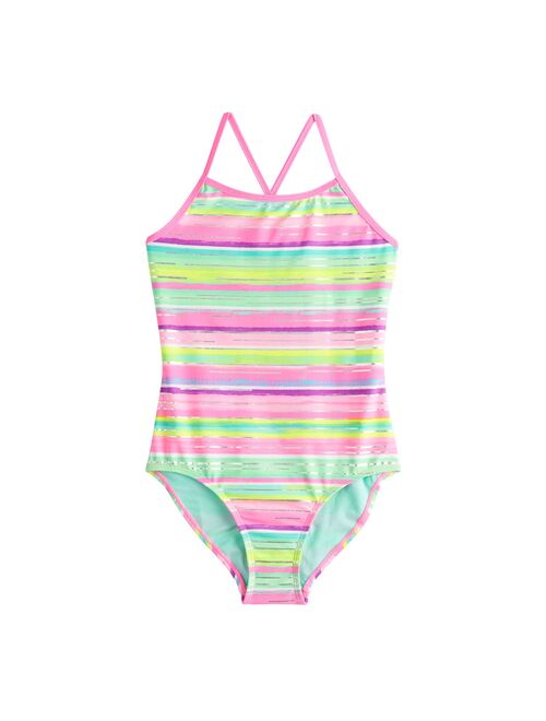 Girls 4-16 SO® Striped One-Piece Swimsuit