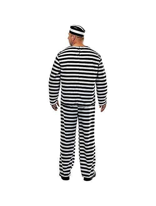 Amscan 840228 Men Jail Prisoner Costume Set - Plus Size, Black/White
