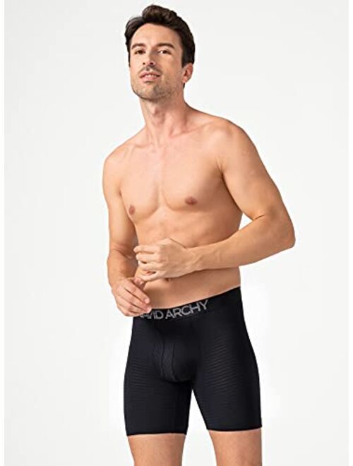 DAVID ARCHY Men's 3 Pack Underwear Soft Micro Modal Boxer Briefs with Fly Boxer Shorts