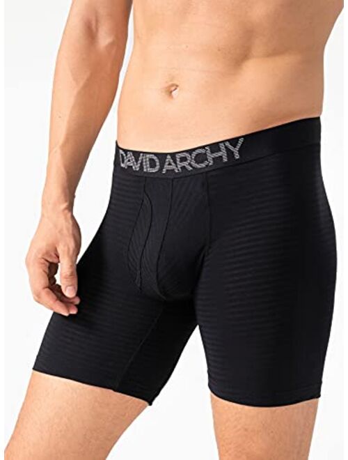 DAVID ARCHY Men's 3 Pack Underwear Soft Micro Modal Boxer Briefs with Fly Boxer Shorts