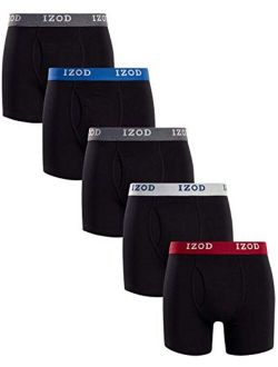 Mens Underwear Cotton Stretch Boxer Briefs with Functional Fly (5 Pack)
