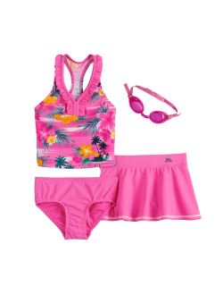 Girls 4-6x ZeroXposur Haven On Earth Tankini, Bottoms, Cover-Up Skirt & Goggles