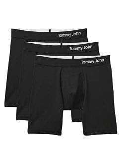 Tommy John Men's Underwear, Mid Length Boxer Brief, Cool Cotton Fabric with 6" Inseam, 3 Pack