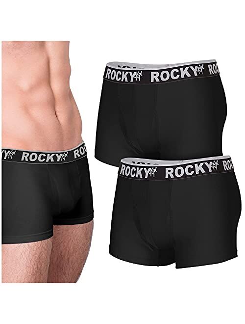 Rocky Men's Boxer Briefs 4-Way High Performance Pouch Underwear, 2-Pack Tagless
