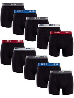 Mens Underwear Cotton Stretch Boxer Briefs with Functional Fly (10 Pack)