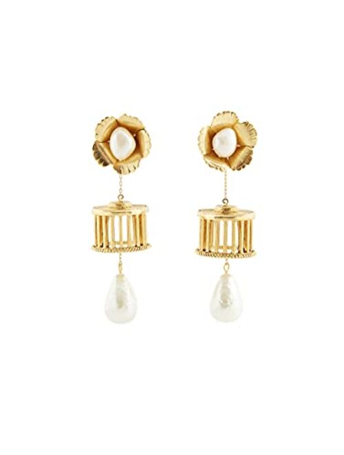 Oscar de la Renta Pillared Pearl Earrings