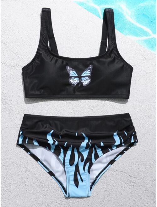Shein Girls Butterfly Print Bikini Swimsuit
