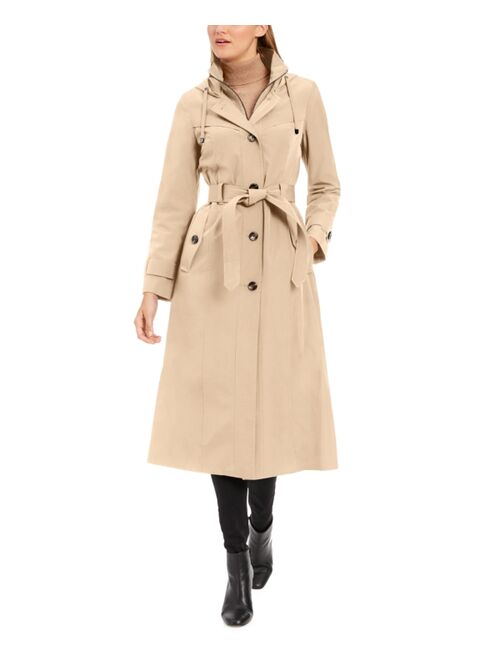 London Fog Petite Hooded Belted Trench coat